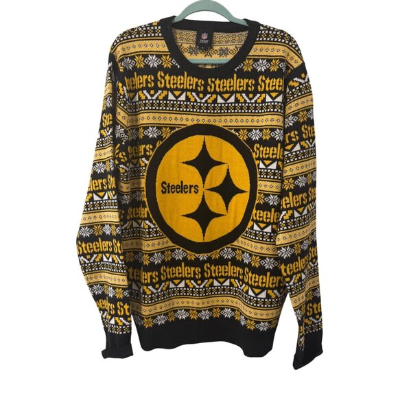 NFL Team Apparel Pittsburgh Steelers  Sweater Sz XL Black/Yellow Acrylic - Picture 4 of 12